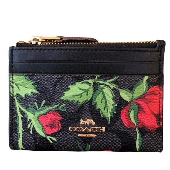 New Coach Signature Graphite Red Multi ID Skinny Cardholder - Picture 3 of 5